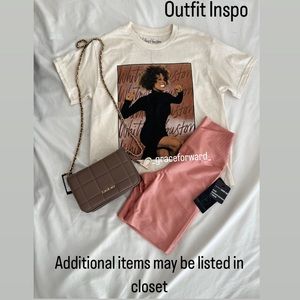 New! Whitney Houston Cropped Skimming TShirt Size Small